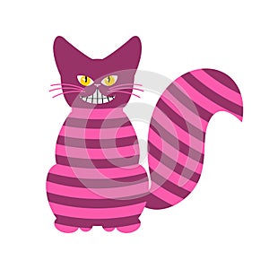 Cheshire Cat. Magic animal with long tail. Striped Â Fairy tale